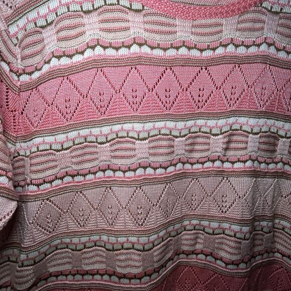 Alfred Dunner Women’s Short Sleeve Crochet Knit Stripe Blouse Size Medium NWOT - Picture 4 of 5